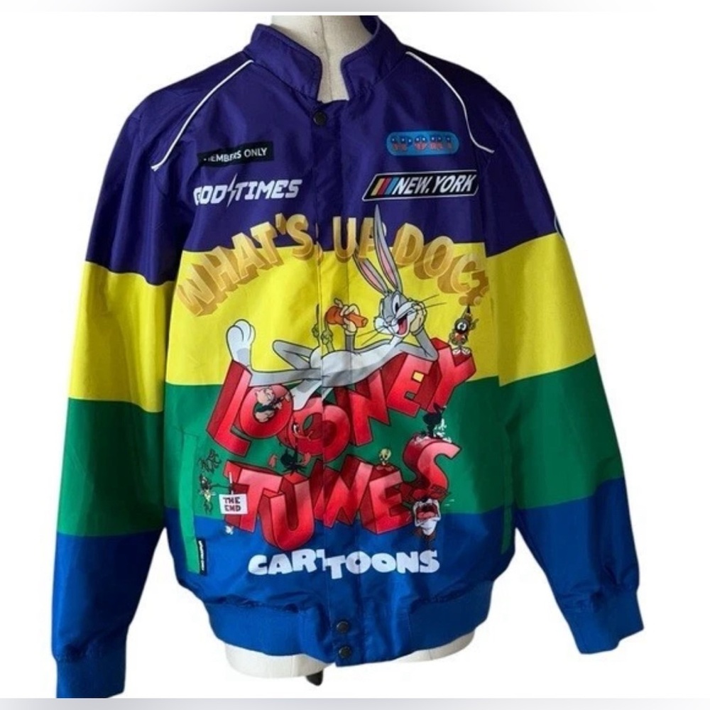 Members Only Looney Tunes Racer Windbreaker Jacket Bugs Bunny‎ AOP Men’s M